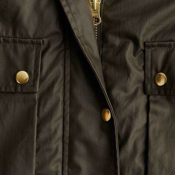 H&M Waxed Jacket Car Coat Barn Olive Khaki Green Brown Corduroy Collar small - Picture 4 of 7